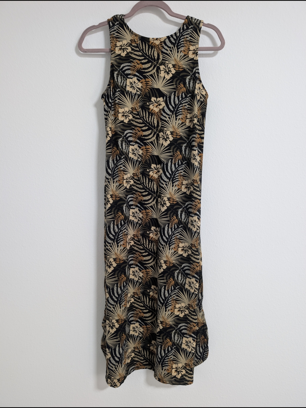 Tommy Bahama Women's M Black Tropical Floral Sleeveless Shift Midi Dress Stretch - Picture 3 of 10